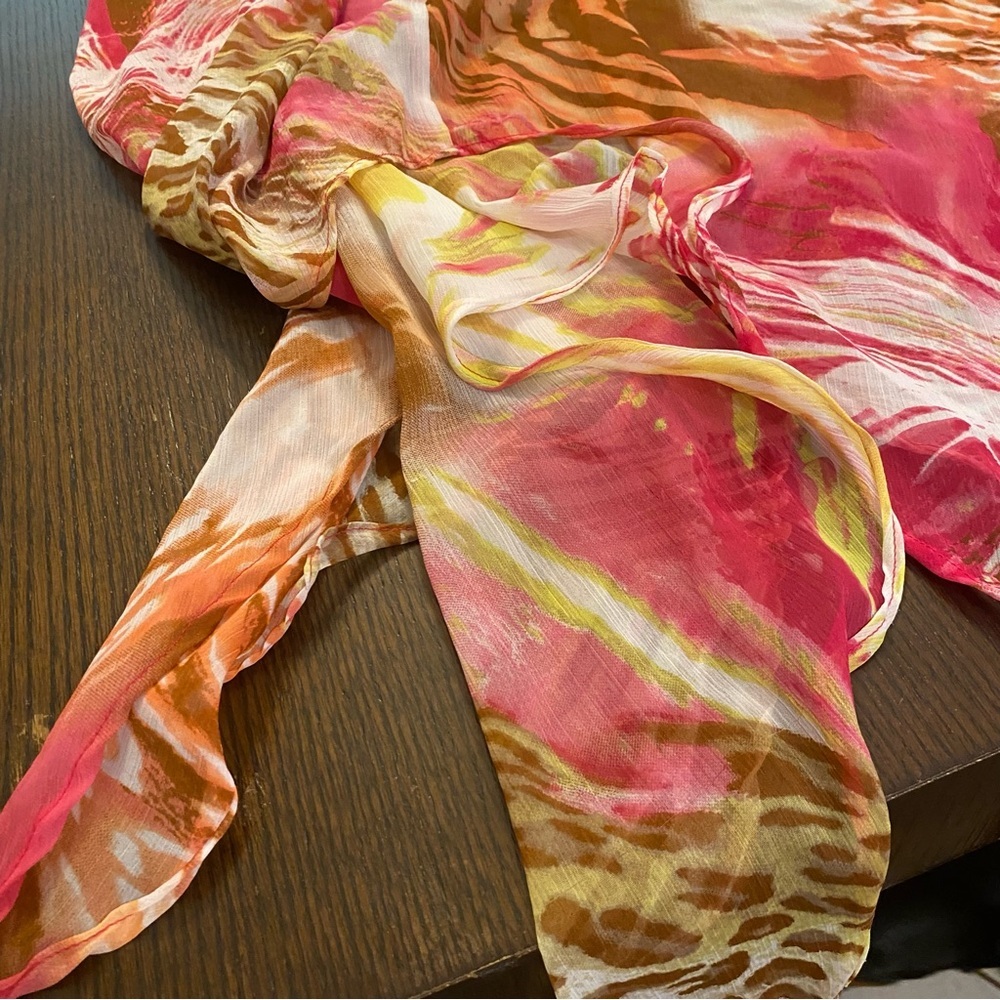SOLD Pink Orange Animal Print Sheer Cover-Up Dress Size Small Medium - Picture 6 of 7